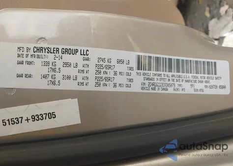 2014 Dodge Grand Caravan Sxt from USA, damaged, VIN 2C4RDGCG3ER305079